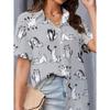 Women's Shirt Short Sleeve Shirt Button Down Blouse Cute Printed Daily Casual Collar Regular Tops Daily Summer Spring