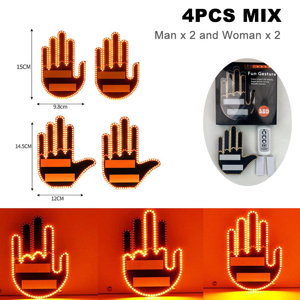 Car Finger Light with Remote Control Cool Funny Car Interior Light Finger Up LED Middle Finger Hand Lamp Rear Windshield LED