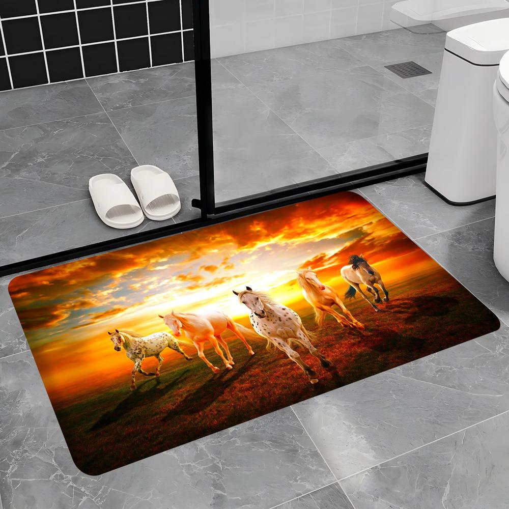 Horse Kitchen Mat Nordic Style Bedroom Living Room Doormat Home Balcony Anti-Slip Welcome Rug