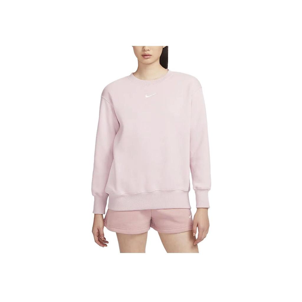 Nike Phoenix Fleece Solid Color Crewneck Sweatshirt Women Sweatshirt Gray Purple DQ5734-019