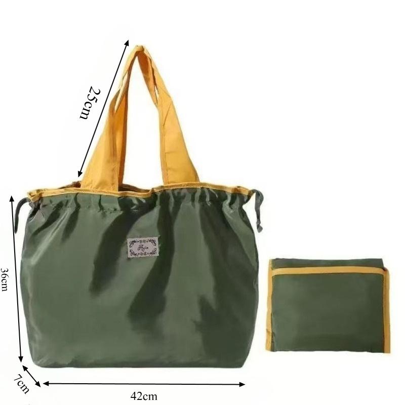 Large Foldable Waterproof Drawstring Tote - Fashionable Single Shoulder Grocery Bag