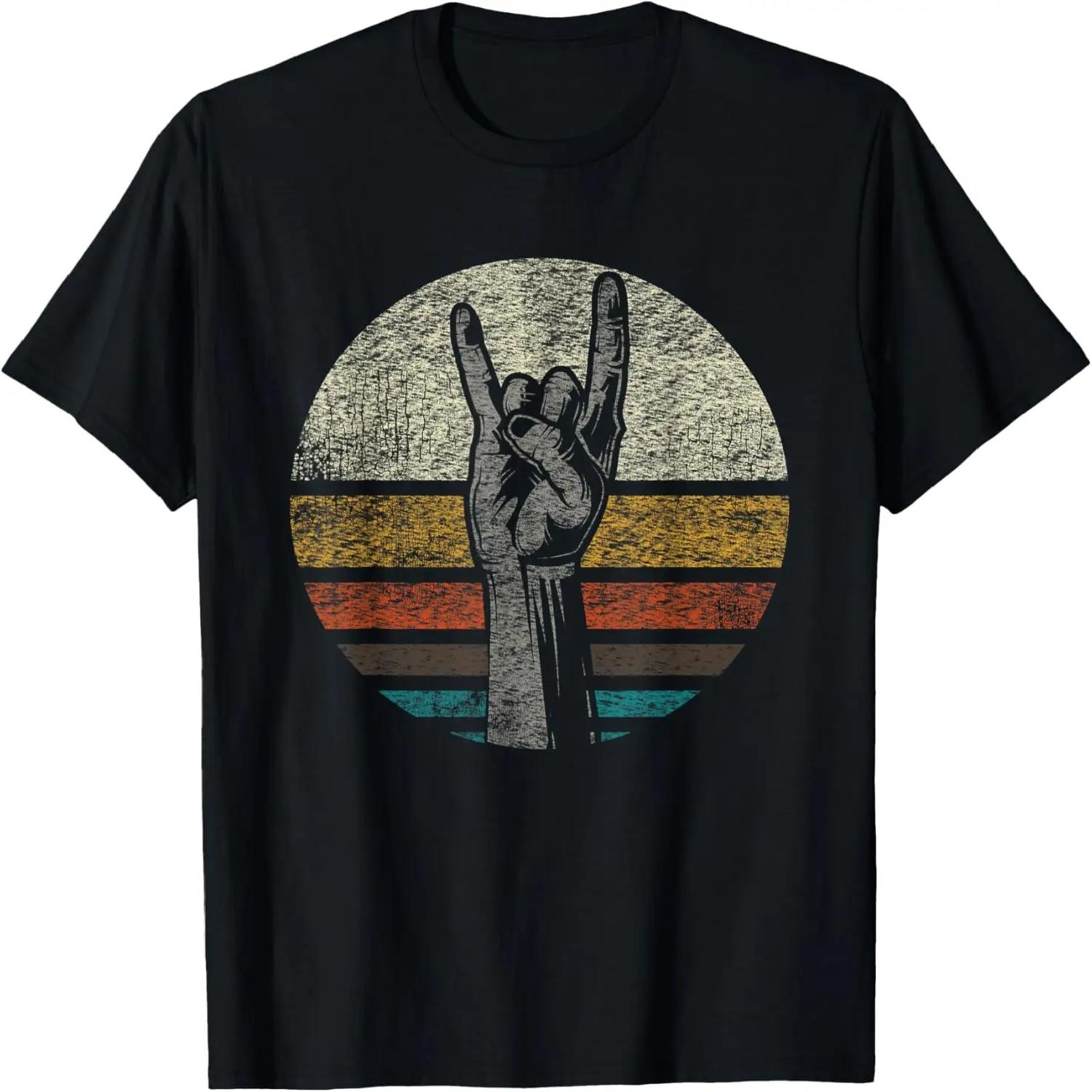 Retro Rock On Hand Horns for Rock and Roll Music Lovers T-Shirt XXXXL