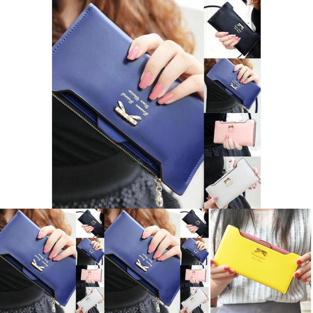 Elegant Fashion Lady Women Leather Clutch Purse With Long Zip Card Holder Case Wallet Handbag