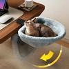 Cama de Gato ao Lado da Mesa Pelúcia Dobrável Cama de Gato com Grampo C Pesado Suporte para Animal de Estimação de Mesa Cama de Rede de Gato Lateral de Mesa com Almofada Lavável para Gatos de Interior