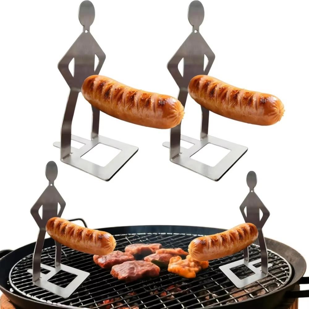 1-3PC Funny Sausage Rack BBQ Standing Man Cookers Basket Wind Rack BBQ Fork for Camping Outdoor Picnic Kitchen Grill Accessories