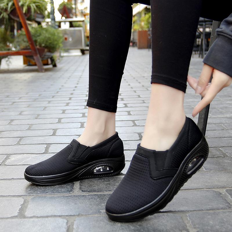 Nurse shoes raw mesh model gas solid color want thick-soled air cushion shaking casual foot sneakers