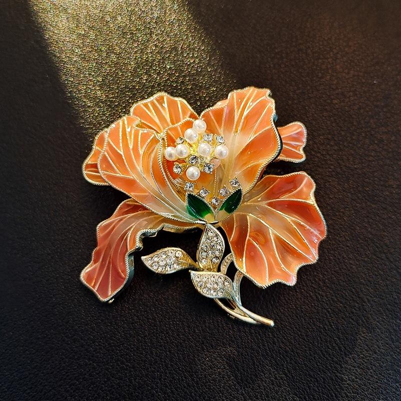 Ancient style auspicious clouds peony flower brooch elegant temperament high-end fashion corsage cheongsam Hanfu suit pin accessories