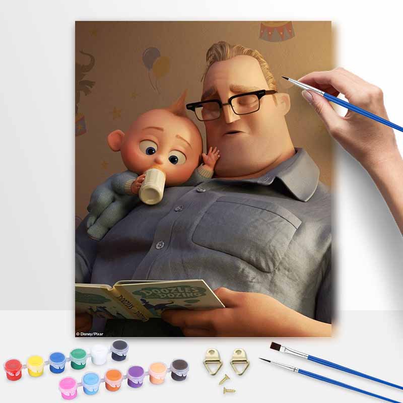Disney The Incredibles Mr. Incredible JackJack Oil Painting Kit Home Decor Gift 20x30cm