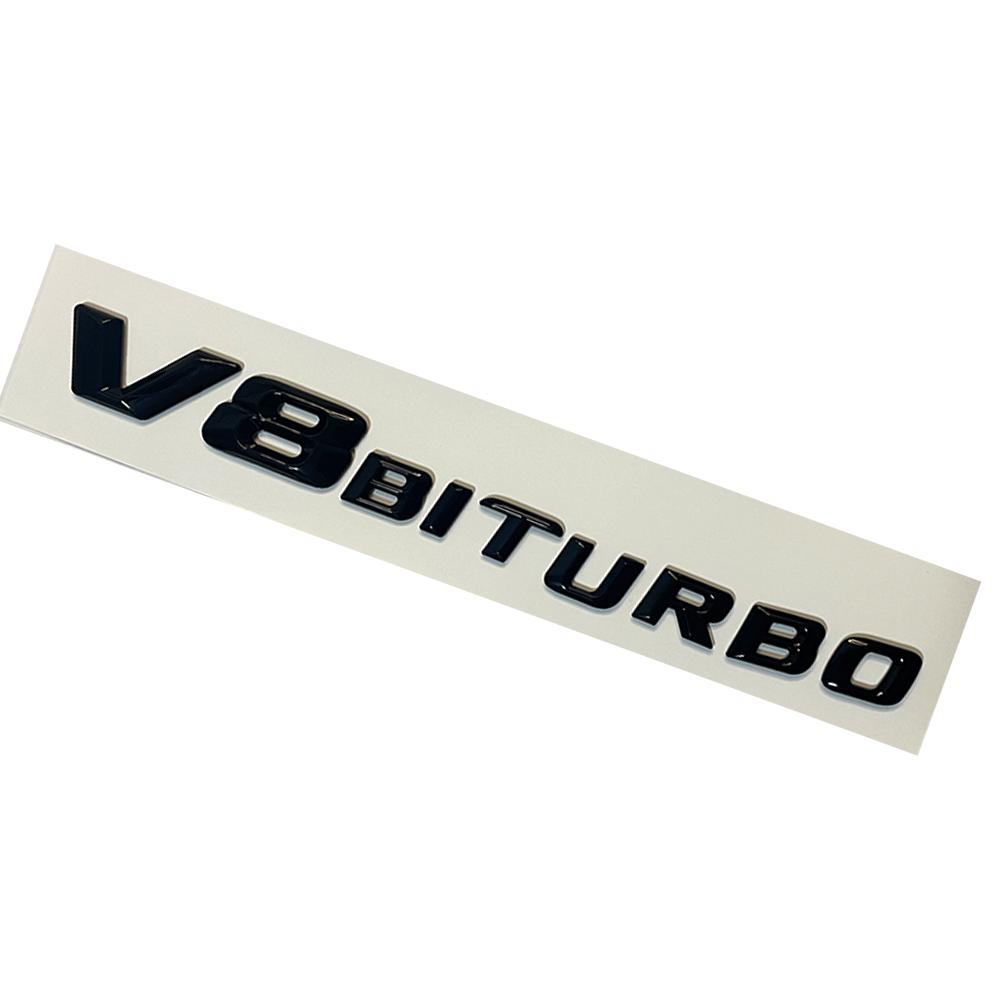 1 шт. эмблема V8 Biturbo, наклейка на багажник мотоцикла - Подходит для 14-16 Mercedes, накладка на крыло, боковой шильдик, задний шильдик Black