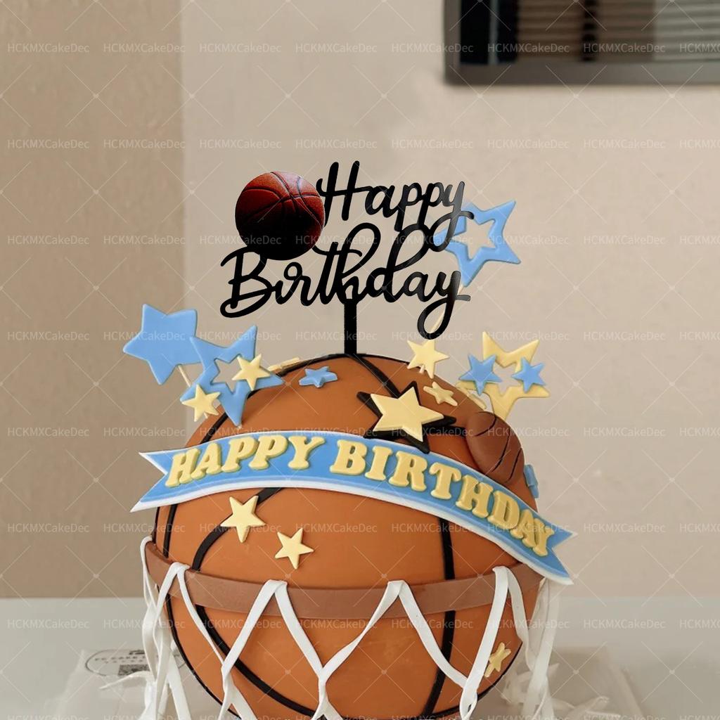 3pcs Acrylic Cake Topper for Boys' Birthday Party Football Rugby Tennis Designs Sports Themed Cake Decoration