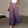 Damenhose Boho-Print Elastisch Hoher Bund Lässig Weiter Bein Lang Hose Mit Tasche XL