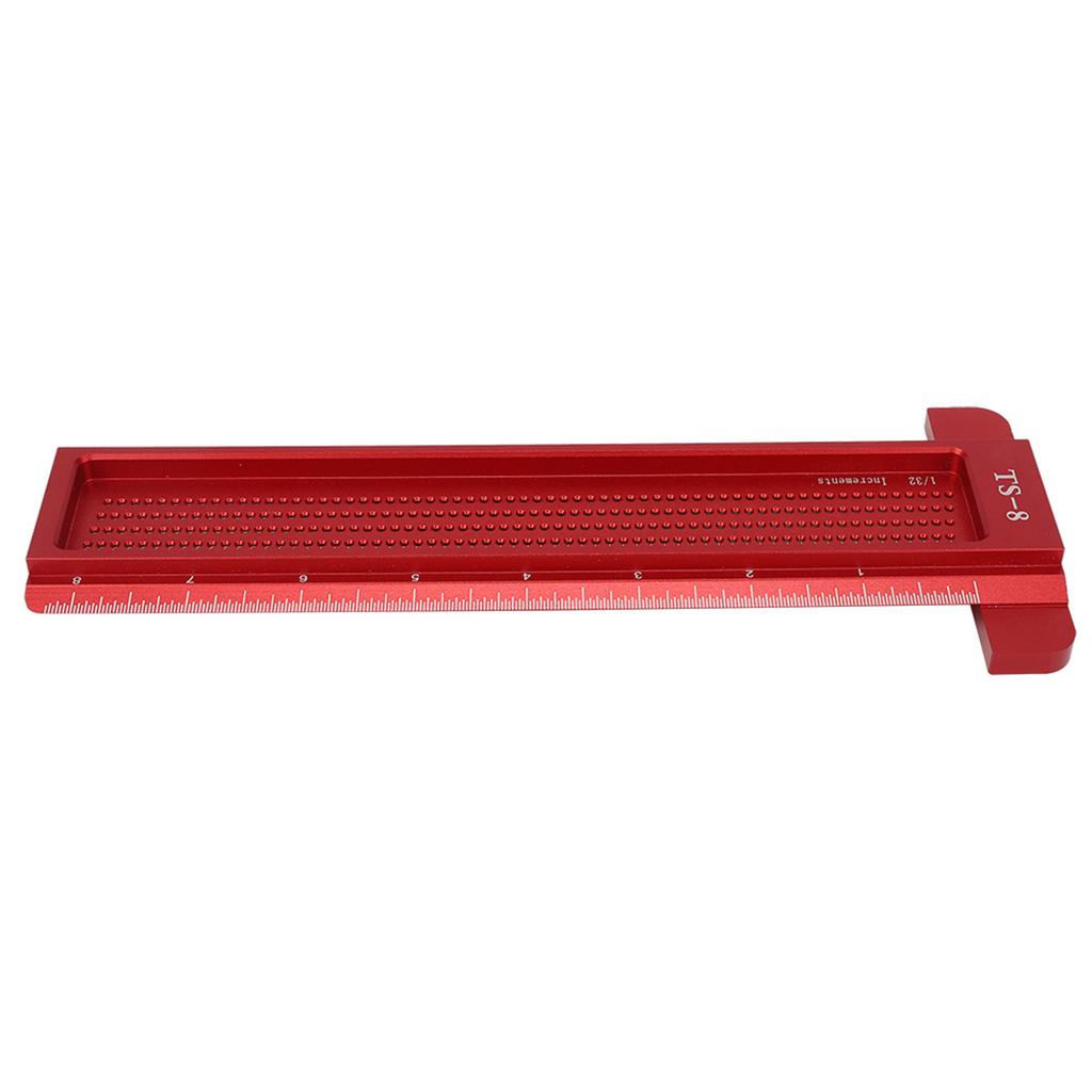 TS-8 Woodworking Hole Ruler Aluminum T shaped Measuring Tool   Scriber for Hardware(Red )