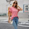 Camiseta de verano para mujer, camiseta holgada y cómoda con cuello en V, Tops de manga corta