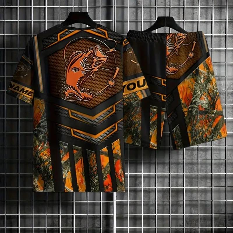 

Літній новий повсякденний чоловічий комплект футболок з принтом прапора Модні вуличні футболки Вільні великі дихаючі м’які короткі рукави та шорти S