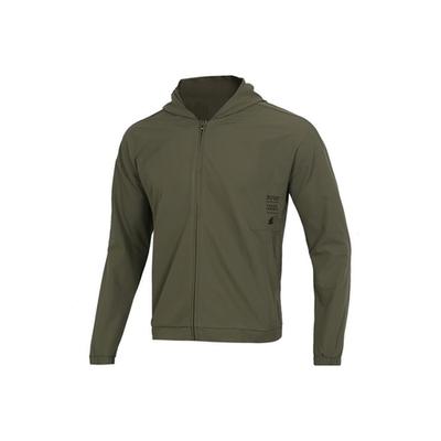 Brand Logo Woven Zipper Warm Windproof Jacket for Men, Olive