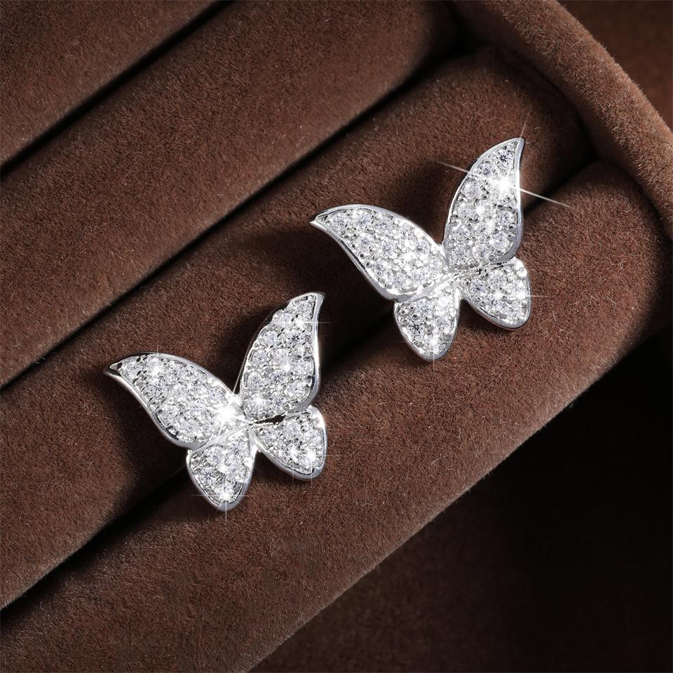 ZAKOL Shiny Micropaved Zirconia Butterfly Stud Earrings for Women Luxury Engagement Wedding Zircon Gifts With Gift Box