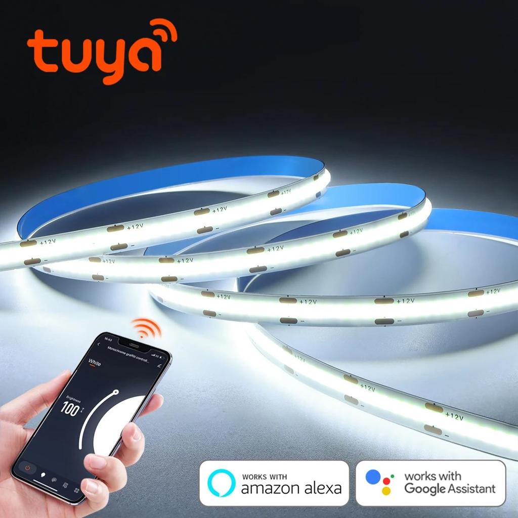 Taśma LED COB WiFi Tuya Smart Life Lampka nocna do sypialni Ściemnialna taśma świetlna COB Elastyczna taśma świetlna DIY 12 V Sterowanie aplikacją Współpraca z Alexą Google Home