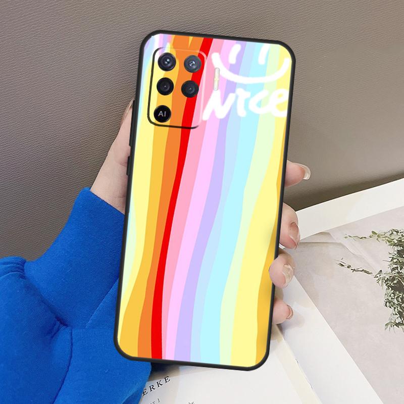 Rainbow Cute Cartoon Case For Oppo A94 A74 A54 A80 A60 A40 A18 A38 A58 A78 A98 A96 A76 A16 A15 A17 A57 A77 A5 Pro