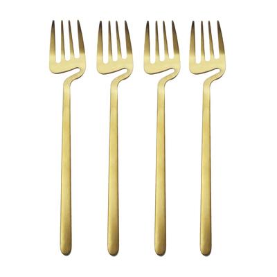 4-teiliges Tafelgabel-Set aus 18/10 Edelstahl, kleines Obstgabel-Set, goldene Dessertgabel für Kuchen, Snacks, goldene Salatgabel, Geschirr-Set