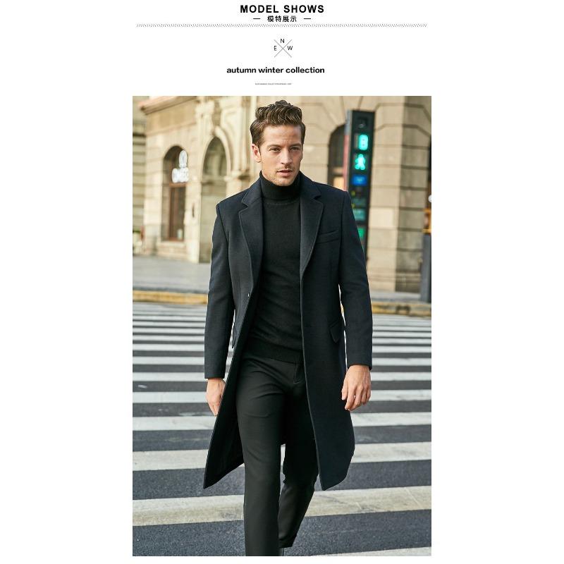 New thick woolen men's coat long coat wish casual