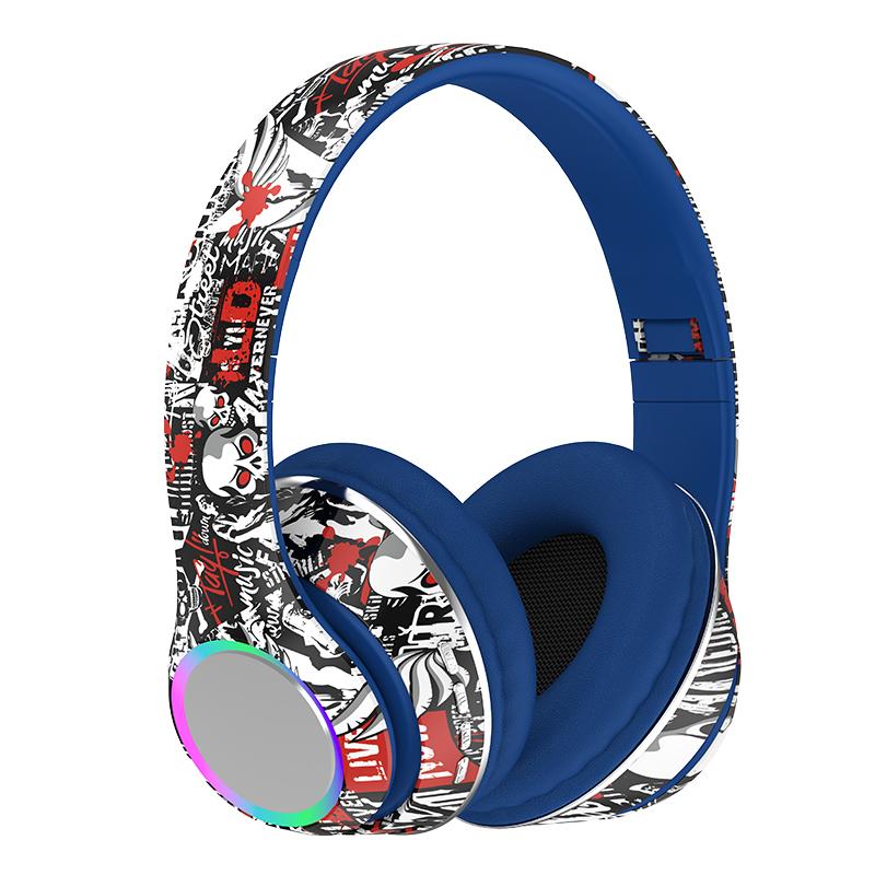Neue bunte Graffiti-Kopfhörer LED Wireless Bluetooth Headsets Hifi Stereo Faltbare Gamer Kopfhörer Rauschunterdrückung Freisprecheinrichtung