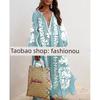 2024 European and American New Women's Clothes Ethnic Embroidery Flower Loose Oversized Long Sleeves Dress Women's Robe