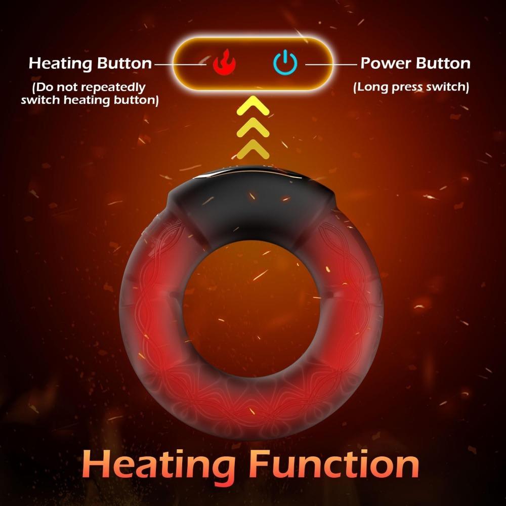 9 Mode Heating Vibrating Penis Ring for Men - Couples Cock Ring Vibrator, Adult Sex Toy with Strong Stimulation