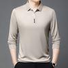 Men's T-shirt Long Sleeve Middle-aged Lapel High-end Cotton Polo Shirt