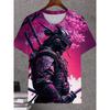 Herren Sommer Retro Samurai T-Shirt - 3D Druck Lässiges Kurzarm Rundhals T-Shirt, Japanisches Streetwear
