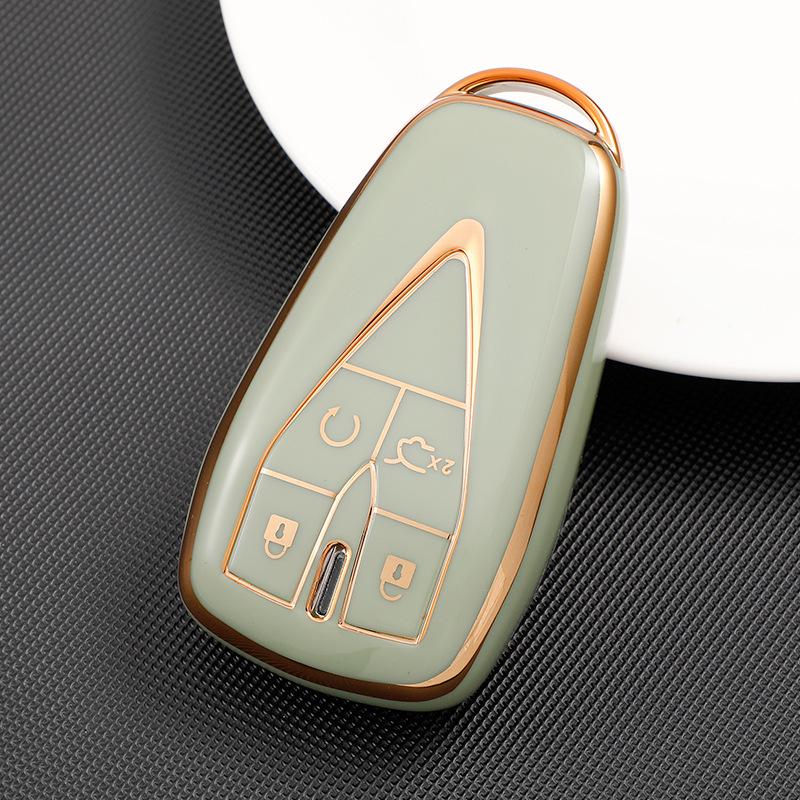 Changan Car Key Case for CS75: Gold-Edged Oshan TPU Key Cover