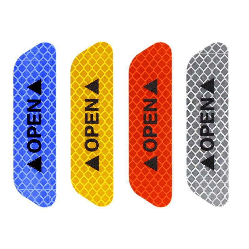 Car Door Reflective Anti-collision Stickers - Set of 4 Safety Warning Stickers for Night Driving