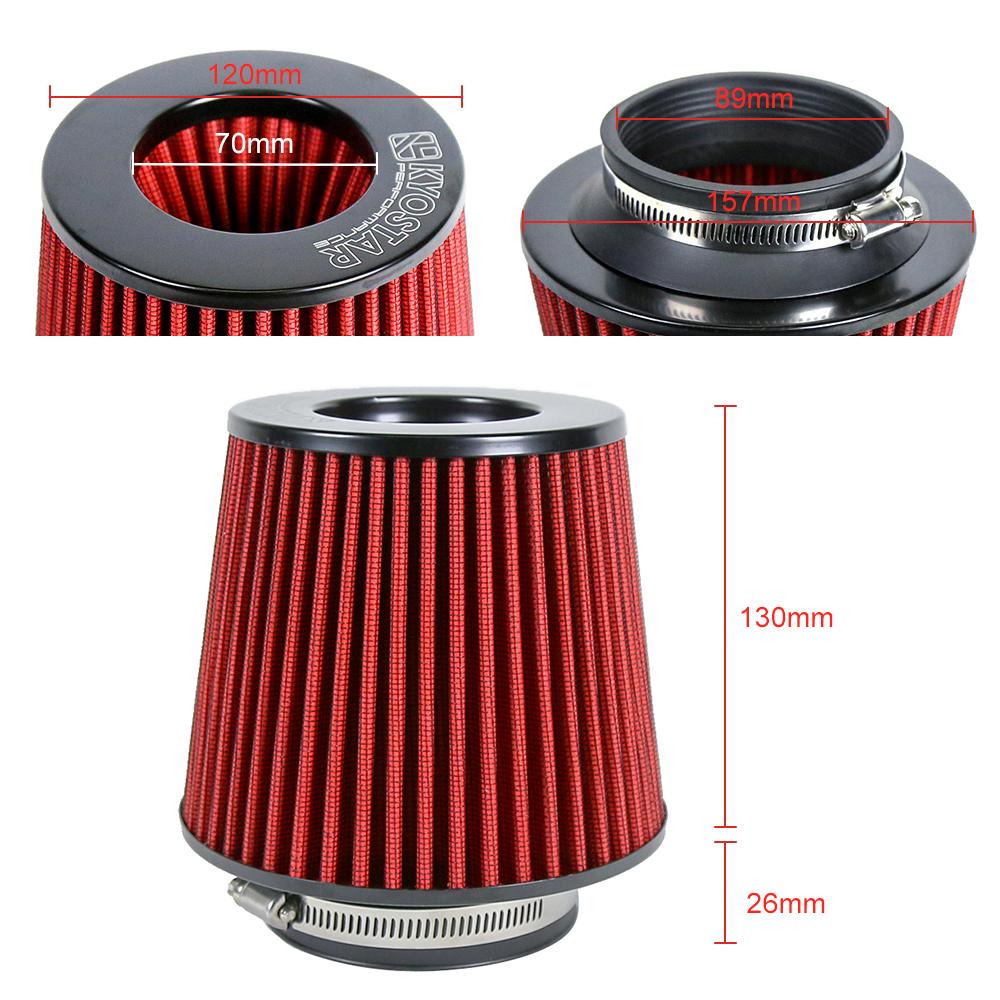 Universal Black And Red 3" Inch 76mm 3.5" inch 89mm Air Intake Cone Filter Replacement Quality Dry Air Filter
