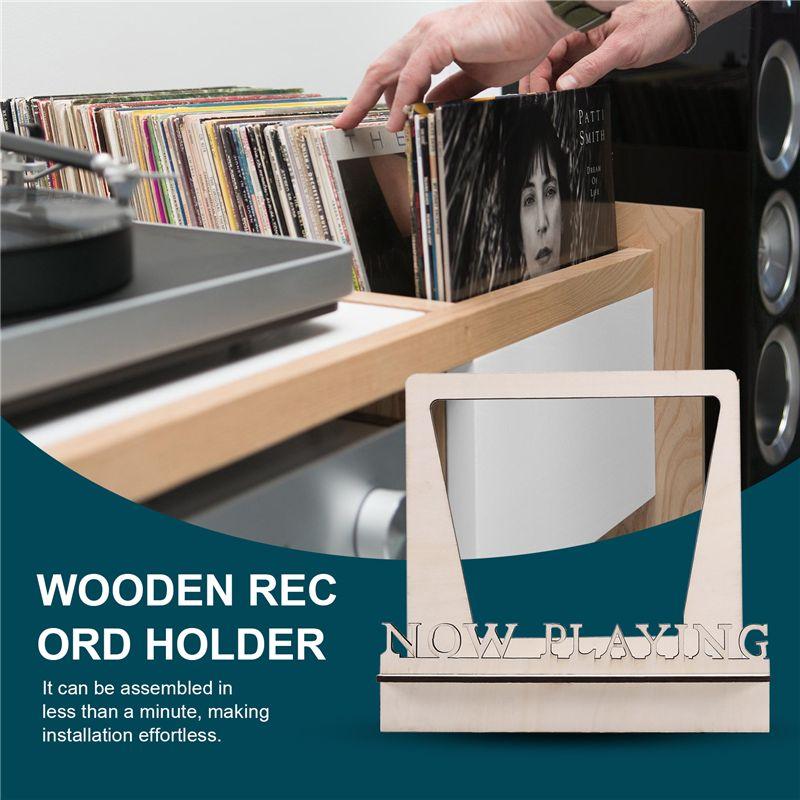 Good-Now Playing Vinyl Record Stand 3D Retro Holder For Vinyl Records Wood Record Stand  Vinyl Gift Idea Turntable Accessories