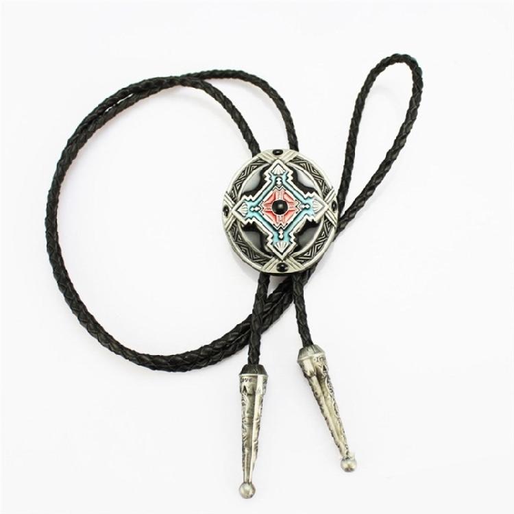 1 Pc Braided Shoestring Totem Bolo Tie Carved Charm Cowboy Necktie Necklace