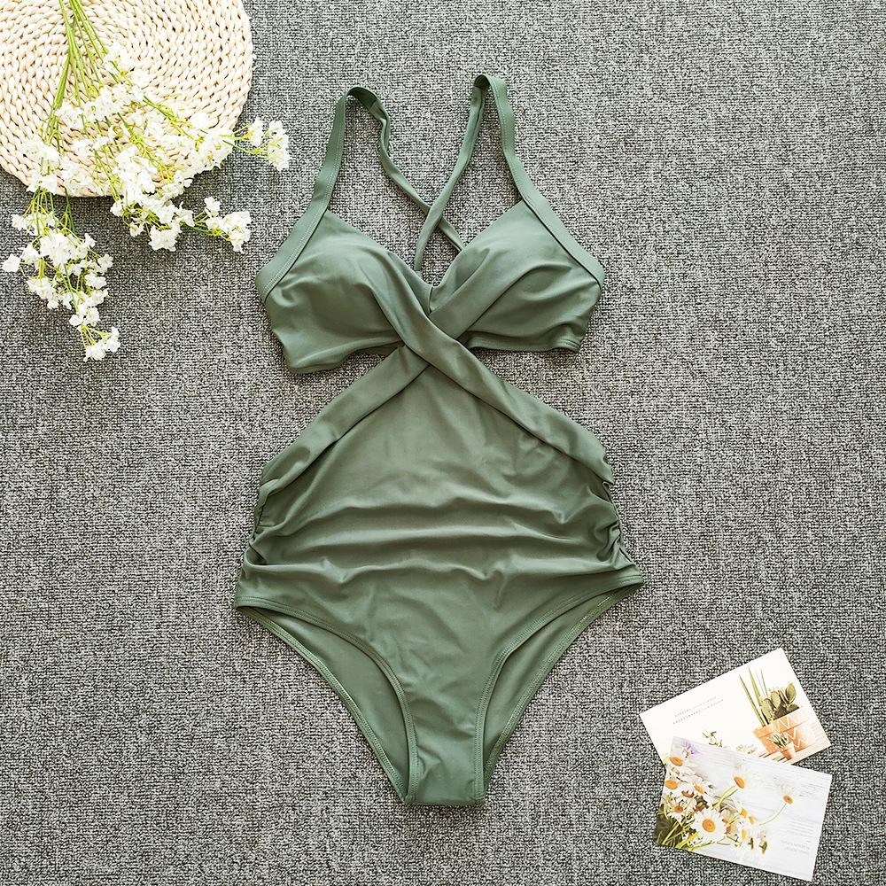 

Купальник женский, однотонный, с леопардовым принтом, большой размер, женский купальник, пляжная одежда, сексуальный женский купальный костюм больших размеров L зелёный