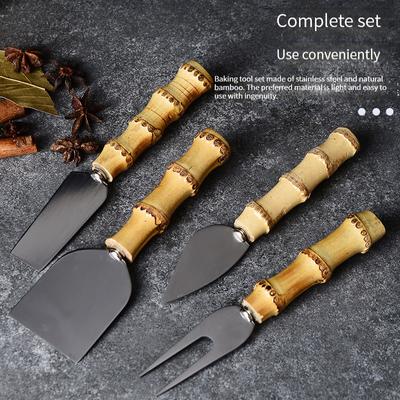 Bambus-Käsemesser-Set, Käsebesteck, Käsehobel, Käsehobel, Mini-Messer, Buttermesser, Spachtel und Gabel