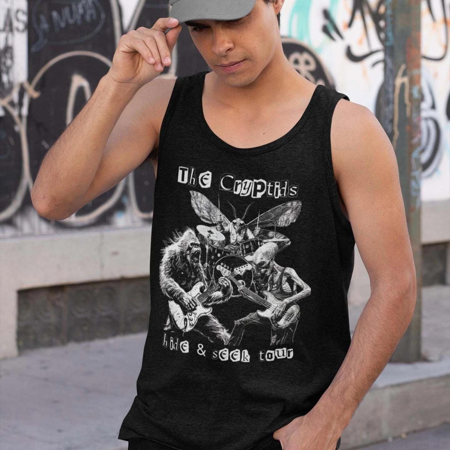 The Cryptids Hide And Seek Tour Tank Top, Cryptid Shirt, Bigfoot Shirt Alien Sas L