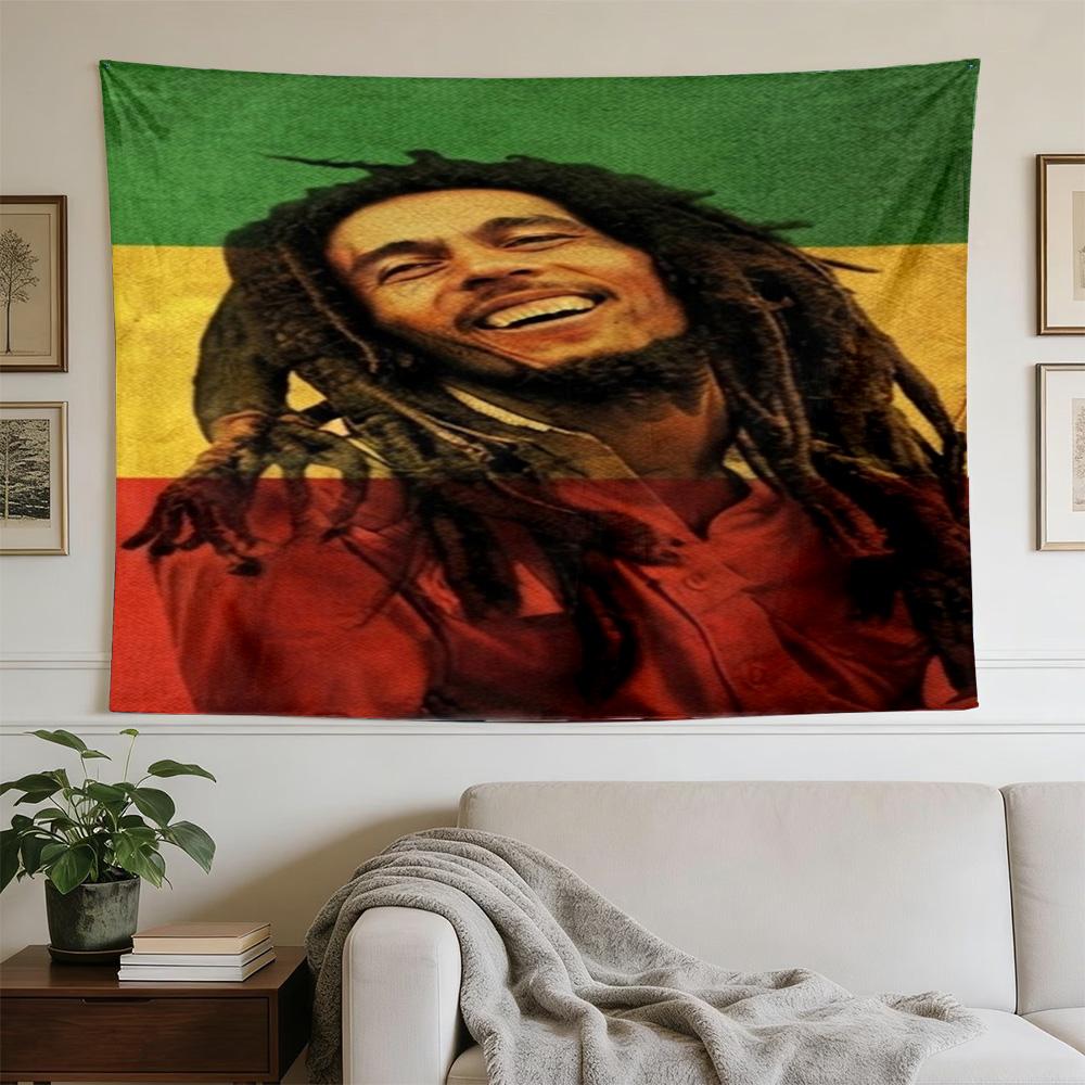 Bob Marley Reggae Music Legend  Polyester Wall Hanging Tapestry, Aesthetic Home Decor for Bedroom Dorm Photo Backdrop