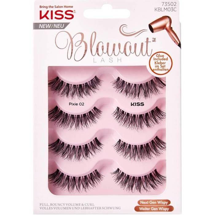 Cils - KISS - Pixie 02 - Multipack De 4 Paires - Volume Plein - Colle Incluse - Noir