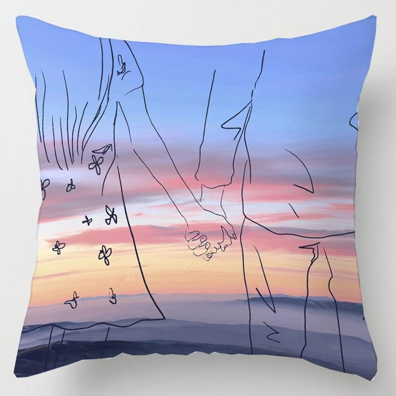 Square Pillow Cushion Living Room Sofa Pillow Simple Character Pillow Case Bedroom Window Sill Bay Window