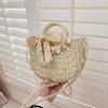 Fresh and Light Floral Woven Bag, Beach Vacation Bag, Beachside Single Shoulder Bag, Handbag, Grocery Basket Bag Casually