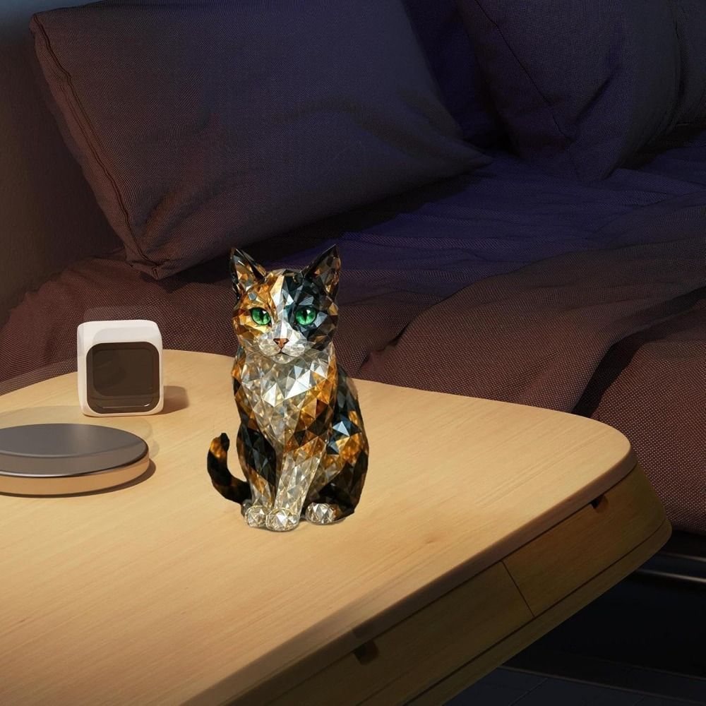 Handgjord Kristall Djurfigur Samling Katt Hund Hållbar Dekorativ Glas Skulpturer Kristall Konstverk för Hem Kontor Dekor
