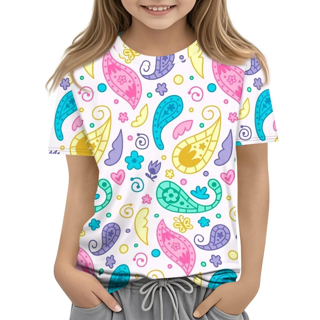 Camiseta Casual Infantil Estampada de Manga Curta com Gola Redonda
