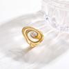 Cubic Zircon Irregular Hollow Opening Ring for Women, Geometric Twist Lines Stainless Steel Ring, Fashion Waterproof Jewelry