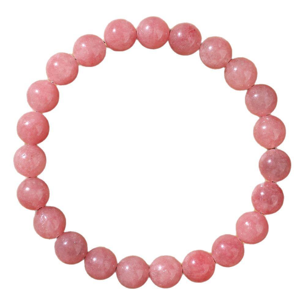 Натуральный браслет из розового кварца для женщин, Розовый браслет из клубничного кристалла, Эластичный браслет-манжета из кристаллов ручной работы, Подарок розовый