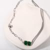 Green Cubic Zirconia Double Layer Titanium Steel Cuban Necklace - Minimalist Streetwear