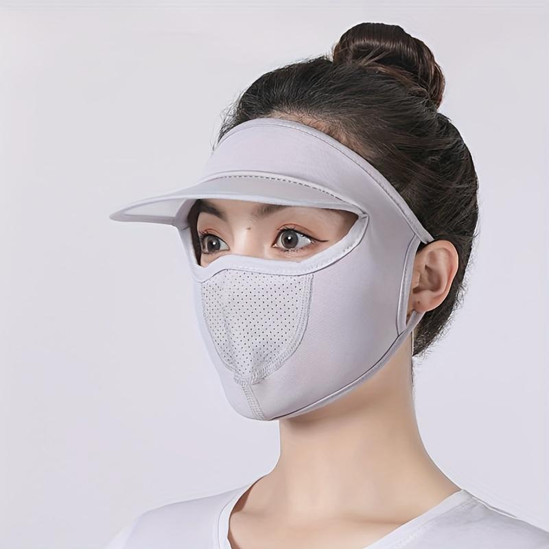 Women Sporty UPF Sun Mask with Visor - Ice Sliky Fiber Breathable Lightweight Summer, Washable Reusable Face Cover for Outdoor Activities