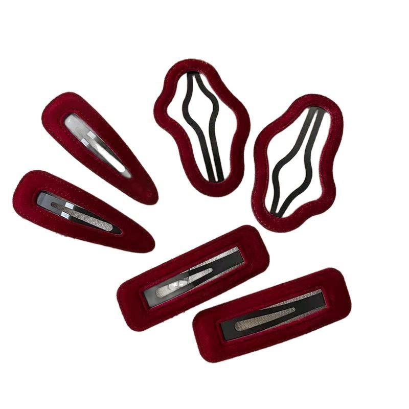 French Retro Red Cloud Waterdrop Hair Clip for Women - 2025 Temperament BB Side Clip Headwear