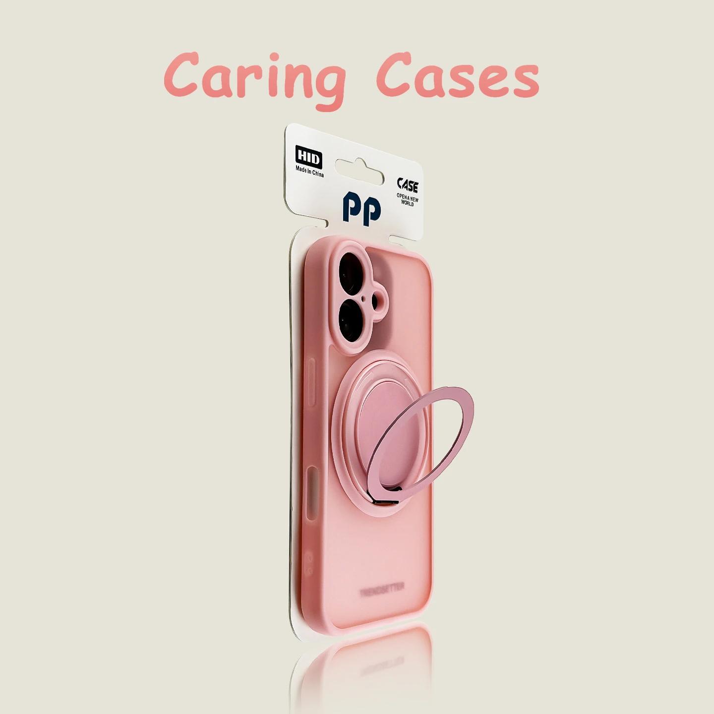 

For iPhone 17 Pro Max Case Hawthorn Red MagSafe Ring Stand Matte Translucent Shockproof Protective Case with iPhone 16 15 14 13 iPhone 13 Pro Max світло-рожевий колір