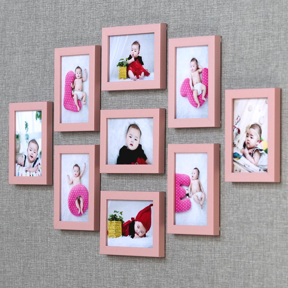

7-дюймовый минималистичный современный набор настенных фоторамок с девятью ячейками – декор для гостиной без гвоздей 5-inch, 9 frames